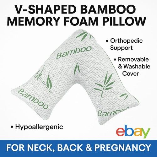 V-Shaped Memory Foam Bamboo Pillow Filled Orthopedic Back Neck Maternity Support