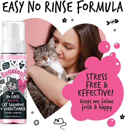 No Rinse Cat Shampoo & Conditioner 200ml Bugalugs Baby Fresh Fragrance Waterless — image 7