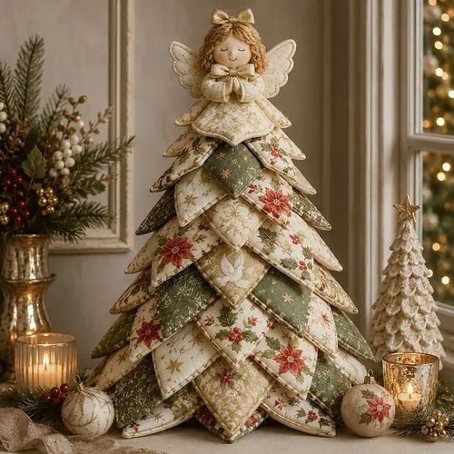 3D DIY Quilted Christmas Tree Kit Patchwork Craft Set Fabric Holiday Deco Adults — image 2