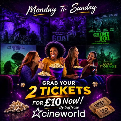 2x Cineworld Cinema Tickets For £10: Valid Monday To Sunday ~ Read Description