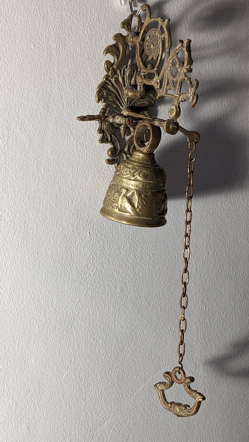 Antique Brass Monastery Bell Ornate and Heavy — image 2