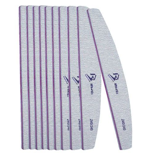 Professional Nail Files 100/180/240 Grit Half Moon Emery Board Buffer File Set