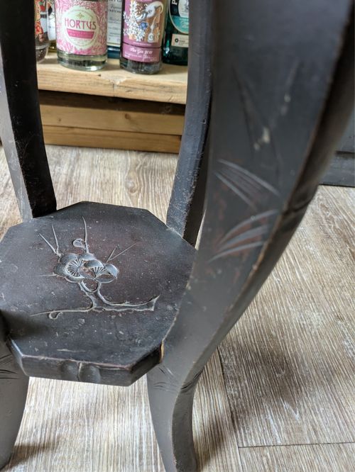 Liberty & Co of London Japanese Hand Carved Side Table C1900 Cherry blossom — image 7