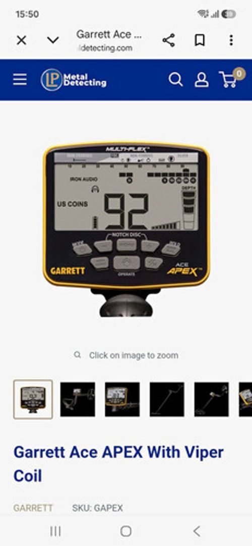 Garrett ACE APEX Multi-Flex Ground Search Metal Detector with Raider Coil