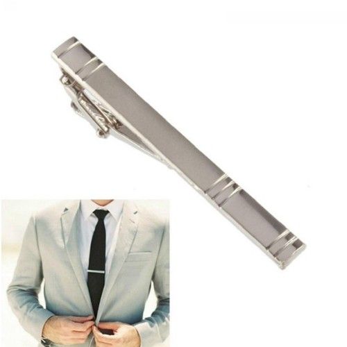 Silver Formal Metal Tie Clip Holder 60mm Stainless Steel Clasp Mens Bar Pin