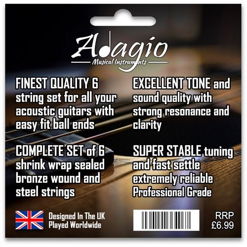 ACOUSTIC GUITAR Strings Phosphor Bronze Set Light 11-50 - 11s  Pack Adagio Pro — image 5