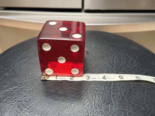 Single Oversized 2.5” Acrylic Lucite Red Dice Die — image 2