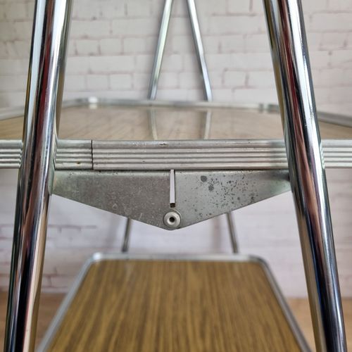 Vintage 2 Tier Folding Tea Trolley Metal Wood Effect Trays Serving Hostess Retro — image 7