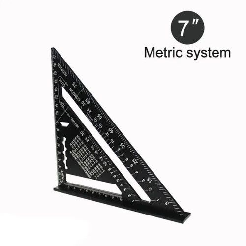 7" Aluminium Alloy Triangle Ruler | Metric Inch Speed Square Woodworking Tool