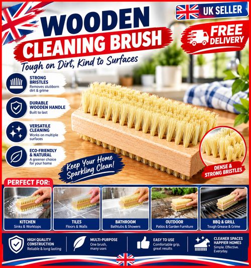 Wooden Nail Cleaning Brush Double Sided Hand Nail Scrub Brush UK — image 2