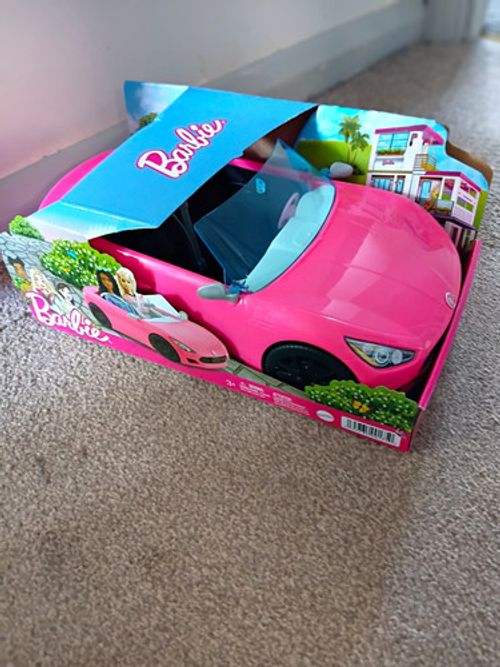 Barbie Pink Convertible Car Vehicle, Plastic, No Battery Used, 3+