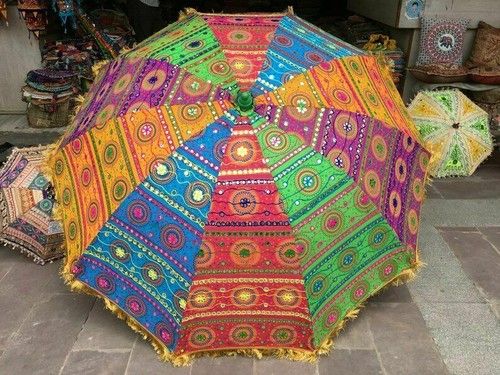 colorful Large Cotton Outdoor Sun Shade Parasol Handmade Garden Lawn Umbrella,
