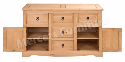 Corona Sideboard Large 2 Door 5 Drawer Solid Wood Mexican Pine Wooden Cabinet — image 3