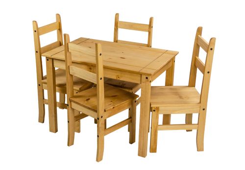 Corona Dining Table and 4 Chairs Budget Set Mexican Pine Solid Wooden Kitchen — image 3