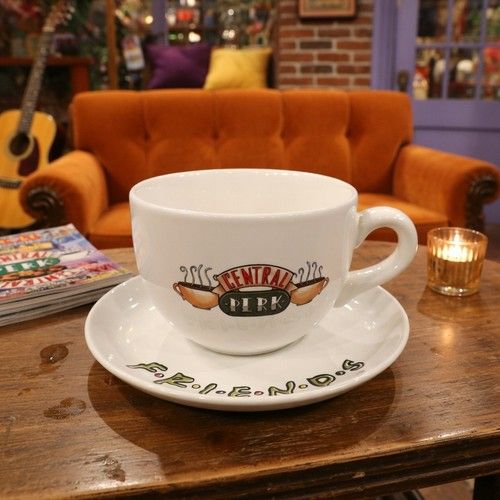 Friends Central Perk XL Coffee Cup Mug And Saucers Vintage 1996 Warner Bros