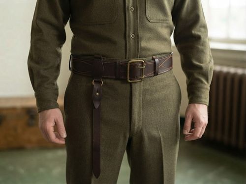 Vintage Soviet Officer Leather Belt & Shoulder Strap 1972 Brass — image 3