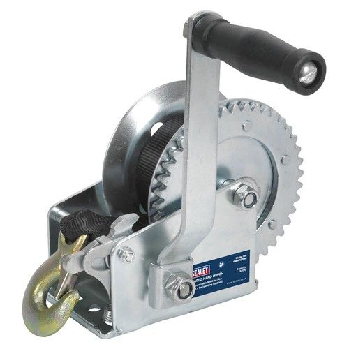 Sealey Geared Hand Winch 540kg Capacity With Webbing Strap Winches Recovery DIY