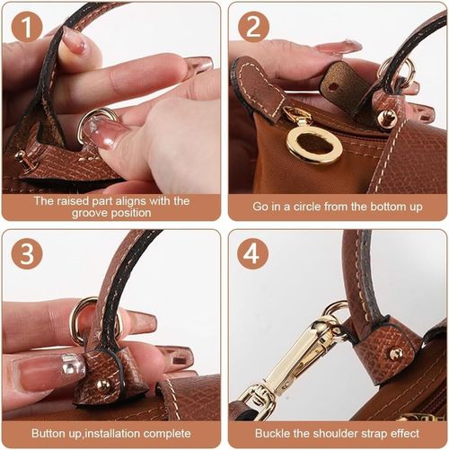 Leather Strap for Longchamp Mini Bag Adjustable Brown Replacement Strap — image 6