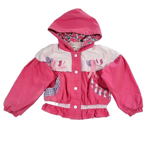 90s Vtg Plaid Heart Kids Coat 4 Cinched Waist Jacket Pink Paramount Kids cottage — image 1
