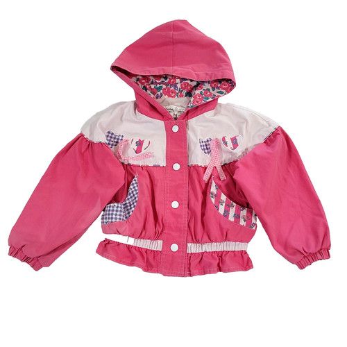 90s Vtg Plaid Heart Kids Coat 4 Cinched Waist Jacket Pink Paramount Kids cottage
