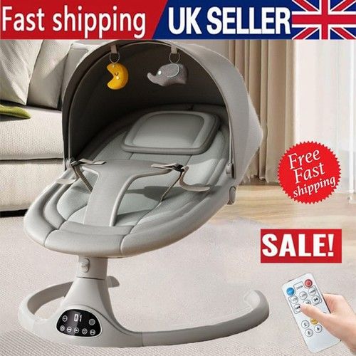 Bluetooth Electric Baby Swing Infant Cradle Bouncer Rocker Chair Music Remote UK