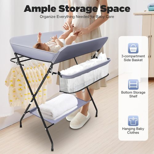 Folding Baby Changer Unit Changing Organizer Table Nappy Diaper With Storage — image 4