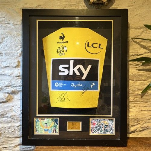 Bradley Wiggins, Chris Froome Signed Tour de France Sky Jersey Framed