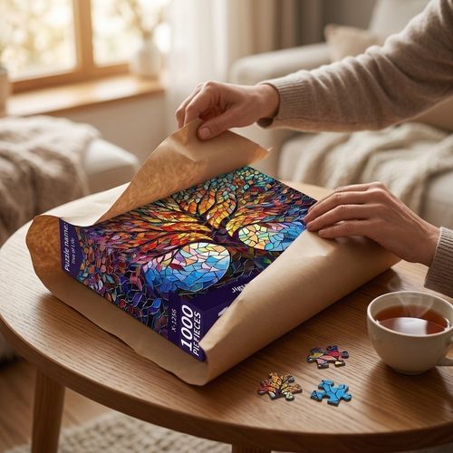 1000 Pieces Stained Glass Jigsaw Puzzle, Beautiful Tree of Life Art Puzzles — image 5