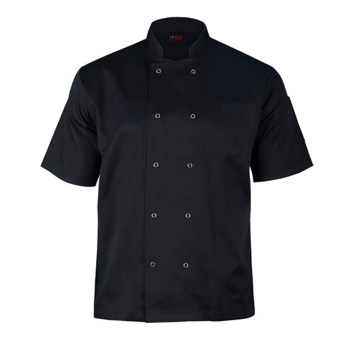 Black Chef Jacket Short Sleeve Restaurent Kitchen workwear show Button Jacket UK — image 1