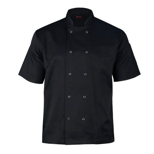 Black Chef Jacket Short Sleeve Restaurent Kitchen workwear show Button Jacket UK