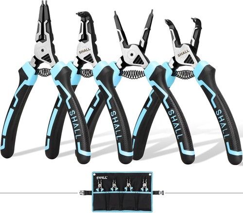 SHALL Snap Ring Pliers Set,4PC Heavy Duty 7" Internal External Circlip Pliers UK