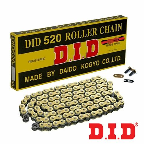 DID Gold & Black Motorcycle Chain 520 120 Link with split link Motocross YZ KTM 