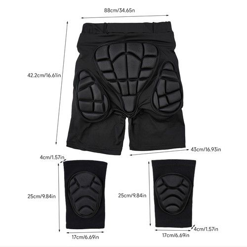 Protective Padded Set Ski Snowboard Shorts & Knee Elbow Brace Hip Protector Pant