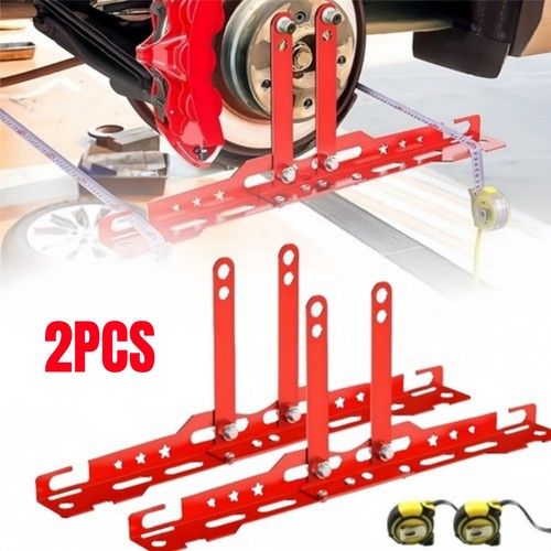 2Pcs DIY Upgraded Toe Wheel Alignment Tool Plate Kit with Measuring Tapes Red