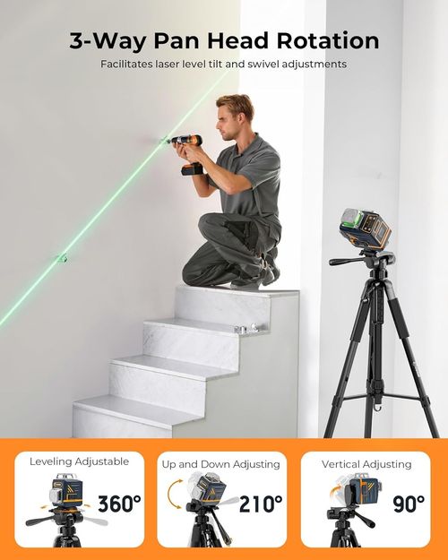 CIGMAN 1.5m Aluminum Laser Level Tripod with Spirit Level, with 5/8"-11 Male (FW — image 2