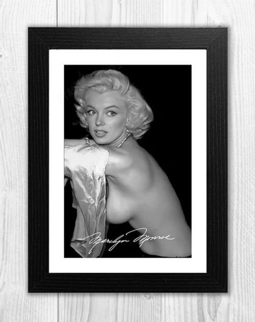 Marilyn Monroe topless repro signed mounted A4 poster Choice of frame