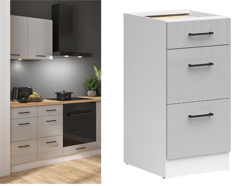 Corner Kitchen Cabinet Set Complete DIY Fitted 11 Units Light Grey Gloss Junona — image 9