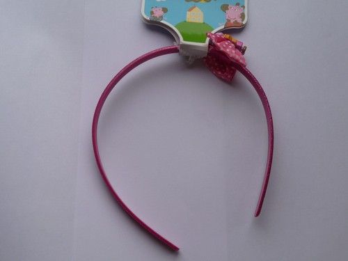 Peppa Pig - Fuchsia pink glitter  Aliceband with Peppa bow emblem attached
