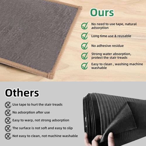 YISUN 15 PCS Non-Slip Stair Treads, Carpet Treads for Stairs, Non Skid Rubber Ba — image 5