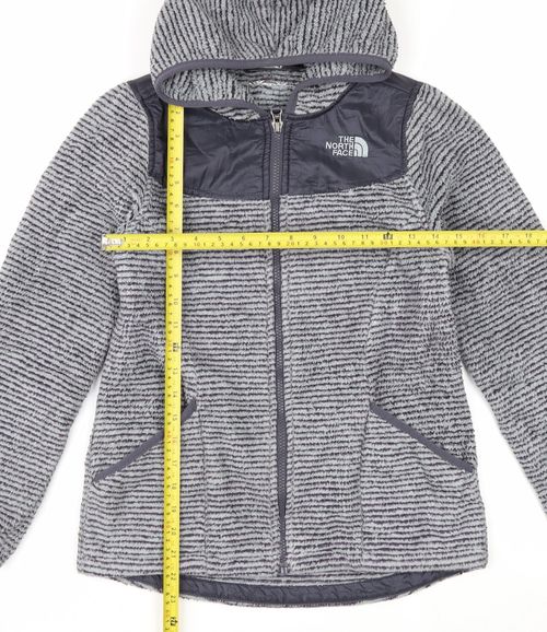 The North Face Girls Basic Jacket Size 14-15 Years Grey Striped Mid-Length Zip — image 3
