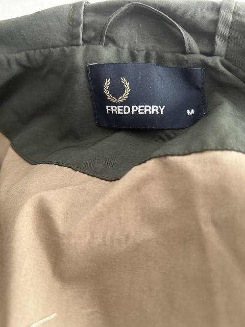 Fred Perry Men's Green Hooded Parka Jacket Polyester Button/Zip Size M — image 3