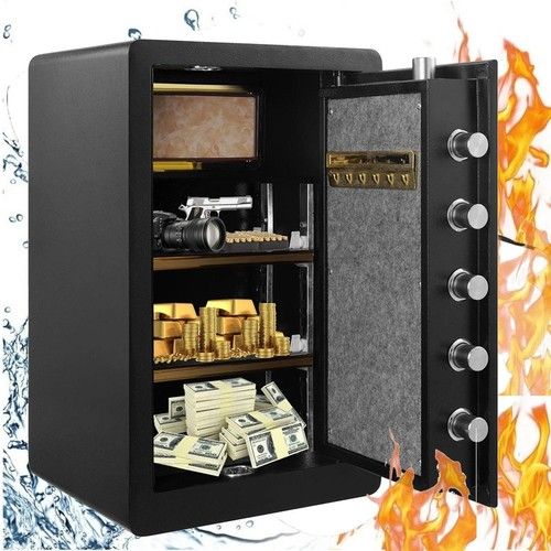 Large Door Security Safe Box, Home Safe Lock Box with Fireproof Waterproof Safe