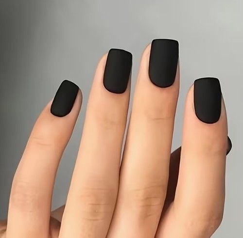 24x False Nails, MATTE BLACK Press on fingernails with File and Pads