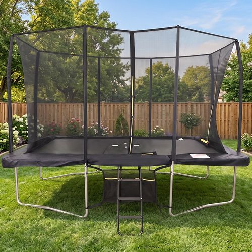 Big Air Extreme 9x14ft Rectangular Trampoline with Safety Enclosure Black – Fr — image 4