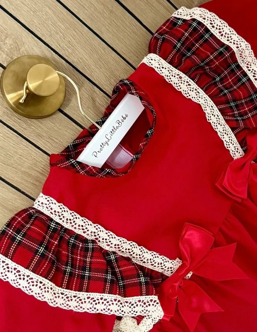 Tartan Frill Red Bow Romper — image 3