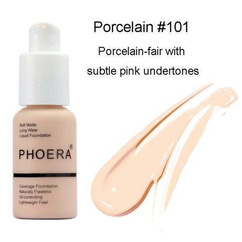 TWIN PACK - Phoera Matte Skin Foundation Full Coverage Face Makeup Concealer UK