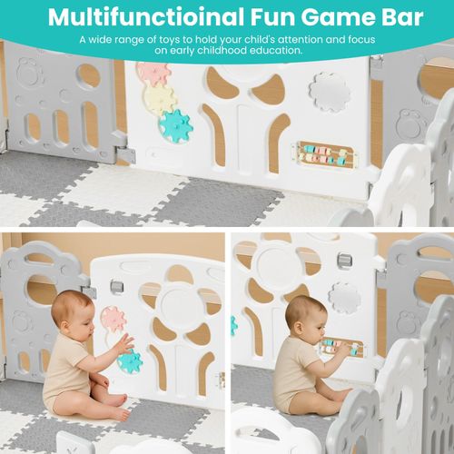 Baby Playpen Large Plastic Play Pen Bear Babies Fence & Foam Play Mat — image 5