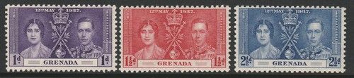Grenada 1937 Coronation set SG 149-151 Mnh.