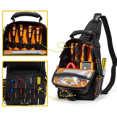 Multi-Pocket Tool Bag Padded Tool Bag with Shoulder Strap for Electricians — image 3