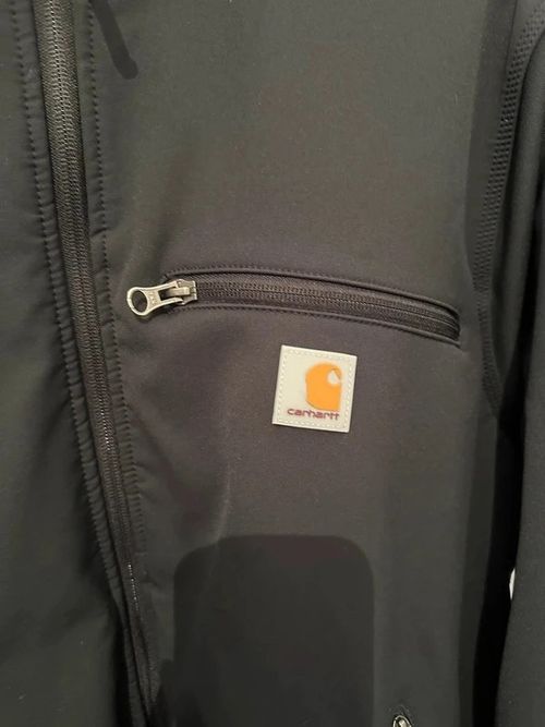Carhartt Softshell Jacket Black Fleece Lined Embroidered Workwear Mens Large — image 3